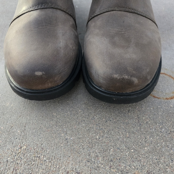 SOREL Distressed Leather Zippered Ankle Boots Tan Brown sz 7 - Picture 4 of 10